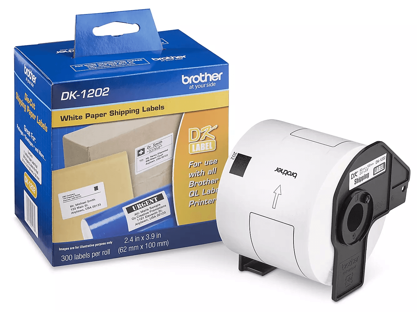 Brother Die-Cut Shipping Labels 2.4 x 3.9 White 300/Roll