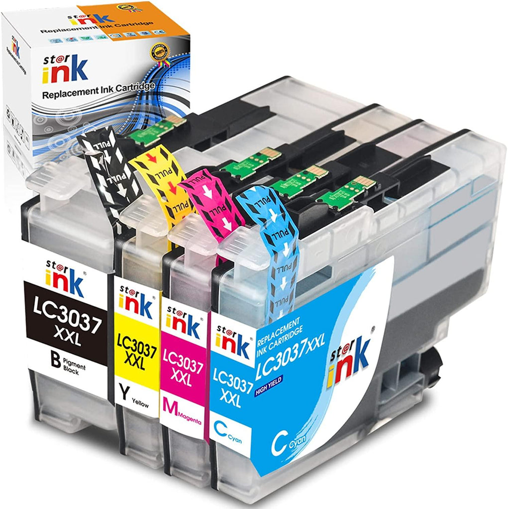 Starink Compatible Brother LC3037, LC-3037 Ink Cartridges BCYM Value Pack  3000 Pages